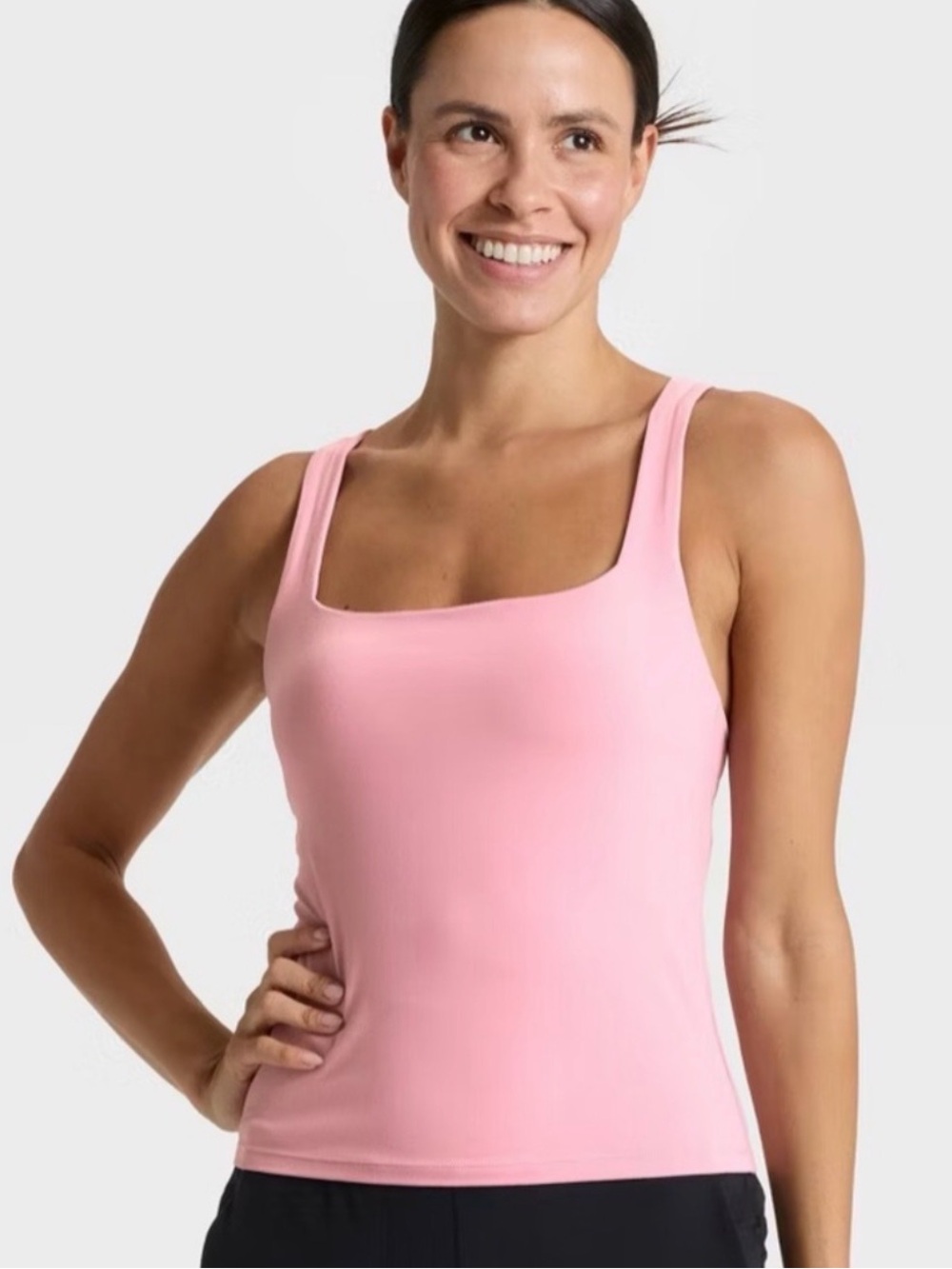 All in motion pink square neck tank